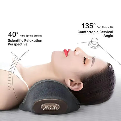 Electric Massager Cervical Pillow Hot Compress Vibration Massage Neck Traction Relax Sleeping Memory Foam Neck Guard Pillow Grey